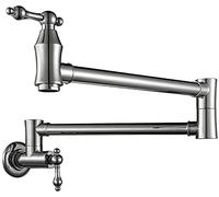 Robinet de cuisine commercial unique pliable extensible à double joint pivotant en laiton robinet d'évier mural haute portée