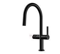 Robinet de cuisine de luxe en laiton gris anthracite, design à détection numérique LED, poignée unique, eau chaude et froide, type extractible, robinet d'évier à 2 fonctions (G3/8/Noir mat-Y)
