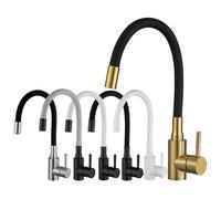 Robinet de cuisine doré en acier inoxydable, bec Flexible, robinet d'évier de cuisine, eau chaude et froide, mitigeur d'évier, grue rotative à 360 degrés(A1114GN-T2)