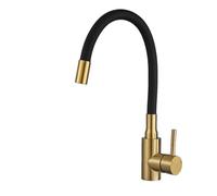 Robinet de cuisine doré en acier inoxydable, bec Flexible, robinet d'évier de cuisine, eau chaude et froide, mitigeur d'évier, grue rotative à 360 degrés(A1114GN-T1)