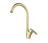 Robinet de cuisine en acier inoxydable 304 doré brossé avec rotation à 360 °, mélangeur d'évier d'eau froide avec 2 tuyaux, design moderne pour évier de cuisine et de salle de bain