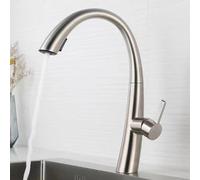 Robinet de cuisine en acier inoxydable avec douchette extractible pivotant à 360 ° 2 fonctions Robinet mitigeur à poignée unique Robinet d'évier moderne pour un usage domestique