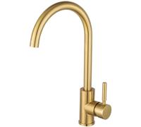 Robinet de cuisine en acier inoxydable doré, lavabo en or brossé, robinet de cuisine mixte d'eau chaude et froide gold square