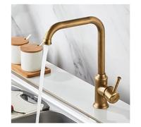 Robinet de cuisine en bronze antique mélangeur de grue à eau froide chaude pont mono-trou monté de cuisine pavé 360 rotation, robinet de salle de bain chromé