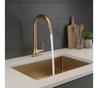 Robinet de cuisine en bronze haute pression avec douchette extractible, mitigeur pivotant à 360°, en acier inoxydable, installation facile