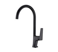 Robinet de cuisine en chrome brossé - Robinet mélangeur d'eau chaude et froide pivotant avec corps en laiton gris pour évier - Robinet d'évier élégant noir et chromé pour cuisines modernes