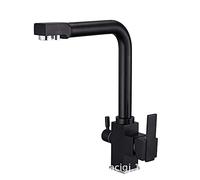 Robinet de Cuisine en cuivre n ° 3 avec Robinet de Filtre Eau Propre Cuisine mélangeur d'eau Froide Eau Propre Peinture d'eau Propre Robinet de Canal de Cuisine Noir muet 360 degrés Rotatif