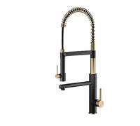 Robinet de cuisine en cuivre noir avec ventouse, double poignée, contrôle de l'eau chaude et froide, polyvalent double fonction (G1/2) pour cuisines modernes