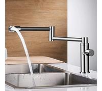 Robinet de cuisine en laiton à levier unique for eau froide, mitigeur d'eau, pivotant 360°, remplisseur casserole, pliable, style rétro, monté sur le pont