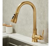 Robinet de cuisine en laiton antique avec pulvérisateur extractible 1 trou mitigeur bec pivotant eau chaude et froide mélangeur d'évier de cuisine durable pour maisons modernes