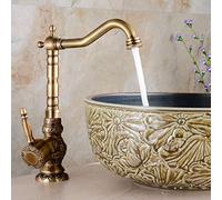 Robinet de cuisine en laiton antique - Bec pivotant, mélangeur à poignée unique pour évier, contrôle de l'eau chaude et froide, design rétro élégant, installation facile, qualité