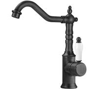 Robinet de cuisine en laiton antique360 ° Rotation Mélangeur à poignée unique Tap élégant Gol et noir Conception de lavabo de bassin durable pour les cuisines modernes Beauty Comes
