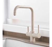 Robinet de cuisine en laiton avec filtre à eau, robinet mélangeur beige pour eau potable, robinet d'évier de grue de purification, design moderne pour une utilisation en cuisine
