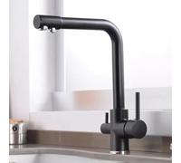 Robinet de cuisine en laiton brossé avec filtre à eau 3 voies avec 2 poignées pour eau potable