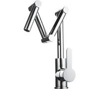 Robinet de cuisine en laiton massif avec eau chaude et froide, robinet d'évier commercial, 2 fonctions, pliable et extensible, design à 3 joints pour un remplissage facile de la casserole BR
