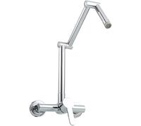 Robinet de cuisine en laiton massif - Robinet d'évier pliable commercial - Mélangeur d'eau chaude et froide - Double joint - Poignées extensibles à bras oscillants pour une utilisation facile - Design