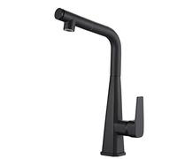 Robinet de cuisine en laiton noir avec pulvérisateur extractible robinet mélangeur pivotant chaud et froid pour évier Design moderne Installation facile Parfait pour la rénovation de cuisine Couleur