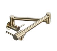 Robinet de cuisine en laiton, robinet d'eau froide simple, robinet d'évier mural chromé à bec pivotant et pliable Commercial(Gold)