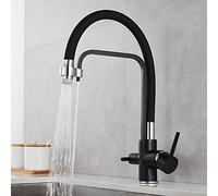 Robinet de Cuisine en Laiton, Robinet d'évier Rotatif à Trou Unique, Finition Noire, Eau Pure pour Cuisines