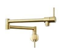 Robinet de cuisine en laiton, robinet mural pliable, d'évier simple froid à trou unique, or rose(Color 1)