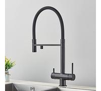 Robinet de cuisine en nickel brossé à poignée unique en acier inoxydable, pulvérisateur à tirette vers le bas, design moderne pour camping-cars et maisons et robinet mitigeur d'évier élégant