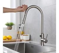 Robinet de cuisine en nickel brossé moderne avec pulvérisateur à traction affichage de température numérique à manche en laiton à manche robinet pour les cuisines intelligentes Installation facile