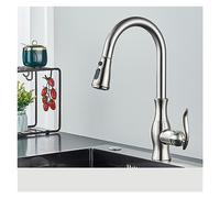 Robinet de cuisine en nickel brossé moderne - Mélangeur à 360 ° Publier à la baisse du levier simple conception de lavabo de cuisine élégant pour la maison et le restaurant Utilisation Aqiong