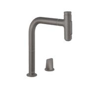 hansgrohe Metris Select M71 Mitigeur de cuisine 2 trous 200, douchette extractible, 2jets, sBox, 73818340, Couleur: noir brossé