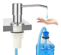 Robinet de cuisine et de salle de bain avec distributeur de savon et kit de tube (nickel brossé), tête de pompe en acier inoxydable de 101,6 cm, tube en gel de silice se connecte directement à un lavabo à une bouteille de savon