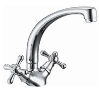 Robinet de cuisine évier/évier avec bouton antique, haut J-Barrel Chrome