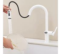 Robinet de cuisine extensible avec pulvérisateur à tirette Robinet rotatif en laiton avec affichage numérique de la température Robinet mélangeur d'évier pour cuisines modernes