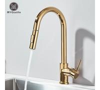 Robinet de cuisine extractible à 2 voies, tête de pulvérisation à jet/douche, mélangeurs d'eau chaude et froide montés sur le pont, robinets à poignée unique Noir mat