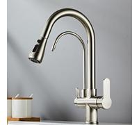 Robinet de cuisine extractible à 3 voies brossé pour système d'osmose, robinet double mode avec 2 sorties, mélangeur d'évier polyvalent, design moderne pour la maison et le restaurant