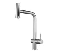 Robinet de cuisine extractible avec 4 modes pivotant à 360° Poignée Sina Multifonction Finition en acier inoxydable Blanc Idéal pour les cuisines modernes