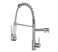 Robinet de cuisine extractible avec design à ressort, 2 modes de pulvérisation, eau chaude et froide, acier inoxydable brossé, installation facile, mise à niveau de la cuisine moderne