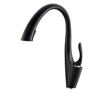 Robinet de Cuisine extractible caché en Laiton Massif pour évier de Cuisine avec pulvérisateur Double Fonction, mitigeur de Cuisine pivotant à poignée Unique pour Eau Chaude et Froide, Noir