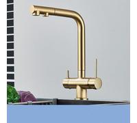 Robinet de cuisine extractible noir avec purificateur d'eau 2 en 1 en laiton robinet mélangeur chaud et froid flexible design filtre finition or brossé pour un style de cuisine moderne et une