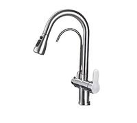 Robinet De Cuisine Filtré Filtre À Eau Rotatif Mélangeur Chaud Et Froid Grue Pull Down Style, Out Facile à Installer(Brushed Nickel-C)