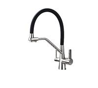 Robinet De Cuisine Filtré Filtre À Eau Rotatif Mélangeur Chaud Et Froid Grue Pull Down Style, Out Facile à Installer(Brushed Nickel-A)