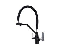 Robinet De Cuisine Filtré Filtre À Eau Rotatif Mélangeur Chaud Et Froid Grue Pull Down Style, Out Facile à Installer(Black Chrome-A)