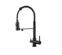 Robinet De Cuisine Filtré Filtre À Eau Rotatif Mélangeur Chaud Et Froid Grue Pull Down Style, Out Facile à Installer(Black-B)