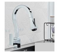 Robinet de cuisine flexible avec pulvérisateur amovible GUIFE Gourmet Noir Installation facile Idéal pour l'évier de cuisine Mise à niveau et design élégant Finition blanche