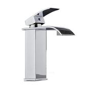 Robinet de cuisine flexible bec carré large ouverture miroir en acier inoxydable mélangeur de lavabo eau chaude et froide design cascade élégant pour évier moderne