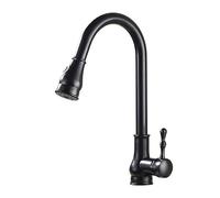 Robinet de Cuisine français en cuivre Massif, Double Mode, Robinet d'évier Chaud Froid, Finition Noire, mélangeur de Lavabo de qualité pour la Maison