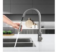 Robinet de Cuisine Gris - LONHEO - Douchette Extractible - Mitigeur Rotatif à 360° en Acier Inoxydable