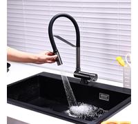 Robinet de cuisine gris réglable flexible à double fonction pulvérisateur extractible design moderne pour un nettoyage facile et une mise à niveau de la cuisine