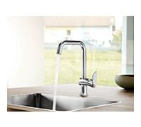 Robinet de cuisine Hansa HANSABASIC 55562203, levier latéral pivotant, saillie 200 mm, DN 15, chromé