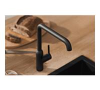 HANSA HANSAVANTIS Style Robinet de cuisine, basse pression, saillie 255mm, bec orientable, 5422110733, Couleur: noir mat