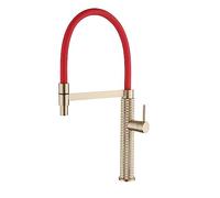 Robinet De Cuisine Haut Gamme Lumière Design Luxe Monotrou Mitigeur Rétractable Froid Et Chaud Double Contrôle Évier DéBit D'Eau Stable(Brushed Gold-01)