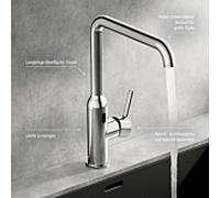 Robinet de cuisine HANSA HANSAVANTIS Style, Bluetooth, 230/9V, capteur PSD, bec orientable, saillie 255mm, 54212209, Couleur: chrome